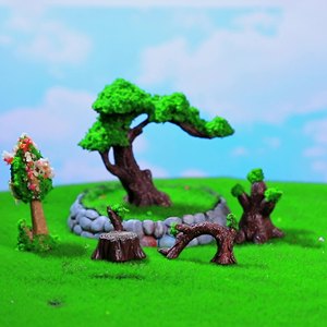 In miniatura simulano alberi all'ingrosso fai da te Souvenir fatti a mano albero verde giallo fiore di ciliegio pino bambino bambolina artigianato arti <span class=keywords><strong>resina</strong></span> - Product Image 6