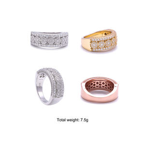 High Quality Prong Setting Shining Jewelry 925 Silver Iced Out Hip Hop Vvs <strong>Moissanite</strong> Diamond Half Band Eternity Band <strong>Ring</strong> <strong>Men</strong> - Product Image 5