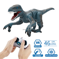 Robot dinosaure RC 2,4G bleu, Velociraptor, tête pivotante, bouche qui s'ouvre et se ferme, jouets animaux dinosaures avec sons