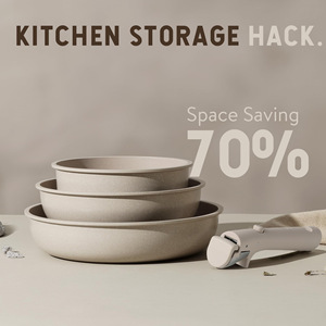 Detachable Handle <b>Cookware</b> <b>Set</b> Thickened Non-Stick Ceramic Flat Bottom Multi Functional Kitchenware For Household Use - Product Image 2