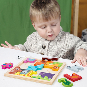 Trẻ Em Của 3D Động Vật Bằng Gỗ Giao Thông Vận Tải Khối Tư Nghĩ Logic Câu Đố Và Xây Dựng Khối Câu Đố Đồ Chơi Cho Trẻ Em Trai Cô Gái - Product Image 2