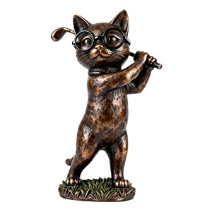 Figura de Gato Golfista con Gafas de Poliresina, Decoración de Escritorio Original para el Hogar y la Oficina, Poliresina Personalizada al por Mayor para Aficionados al Golf - Product Image 1