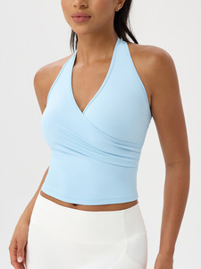 Halter Neck Tops Femmes Sexy Col En V À Séchage Rapide Sport Dos Nu Gilet Gym Fitness Tops <span class=keywords><strong>Yoga</strong></span> Wear Course En Plein Air Crop Tops - Product Image 4