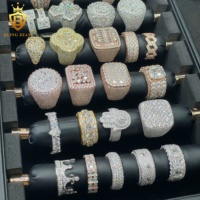 Bague Hip Hop Moissanite Iced Out en Argent Sterling 925 pour Hommes, Grandes Tailles, Vente en Gros