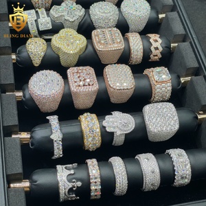 Anello da <span class=keywords><strong>Uomo</strong></span> in <span class=keywords><strong>Argento</strong></span> Sterling <span class=keywords><strong>925</strong></span> con Moissanite Iced Out, Stile Hip Hop, Testato con Diamanti, Prezzo all'Ingrosso - Product Image 6