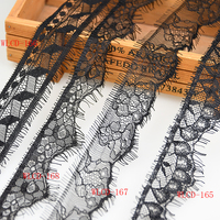 Garniture de cils Chantilly noir français bord festonné fleur ruban dentelle bordure 10cm de large Lingerie tête voile Wedding-WLCD-014 de bal