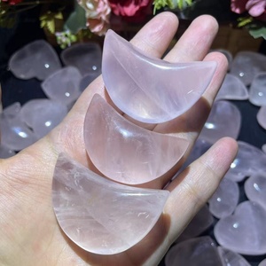 Usine de gros Pierre précieuse naturelle Starlight Rose Quartz <span class=keywords><strong>Coeur</strong></span> Lune Cristal Artisanat pour cadeau et décoration intérieure - Product Image 3