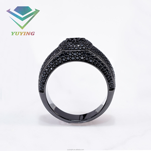 Anillo de Hombre Personalizado de Plata de Ley 925 Chapado en Oro con Diamantes Moissanite Negros VVS Color D, Certificado GRA, Joyería Hip Hop - Product Image 6