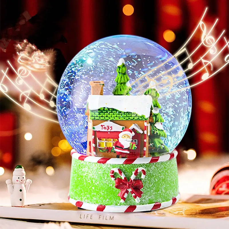 オルゴール付きクリスマススノーボールレジンウォーターグローブカスタムスノーグローブミュージカルクリスマス子供用ギフトデコレーション