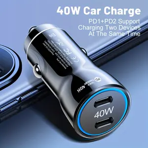 Super Quick PD40W Dual 20 Watt Type C Multiple Port Universal Car Usb Charger Fast Charging PD Phone Car Charger Fast Adapter