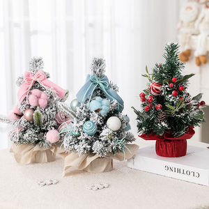 Mini árbol de Navidad Rosa flocado, cedro nevado realista para exhibición de hogar/tienda - Product Image 1