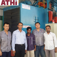 Machine de sablage de tuyaux à convoyeur à rouleaux électrique contrôlée par PLC, marque renommée ATHI Qingdao, avec boîte de vitesses pour nettoyage automatique de l'acier