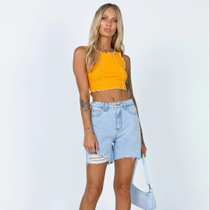 Top Deportivo sin Mangas para Mujer, Sexy, Informal, Ajustado, de Punto, Liso, Teñido, para Verano, Fiestas, con Logotipo Frontal - Product Image 5