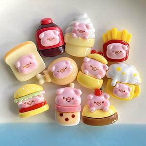 Adornos de Resina con Forma de Comida de Dibujos Animados: Hamburguesa, Papas Fritas y Bebidas, para Manualidades DIY, Decoración de Fundas de Teléfono, Suministro al por Mayor - Product Image 4