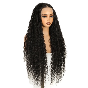 Perruque FREEDOM 13X4 synthétique tressée avec dentelle transparente pour <span class=keywords><strong>femme</strong></span>, 32 pouces, pour tresses torsadées brunes, fausses locks, usage quotidien - Product Image 1