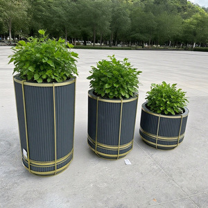 <span class=keywords><strong>Vaso</strong></span> per Fiori in Fibra di Vetro a Righe Ecologico, Vasi FRP per Interni ed Esterni, Grande <span class=keywords><strong>Vaso</strong></span> Decorativo Bianco Moderno per Giardino - Product Image 5