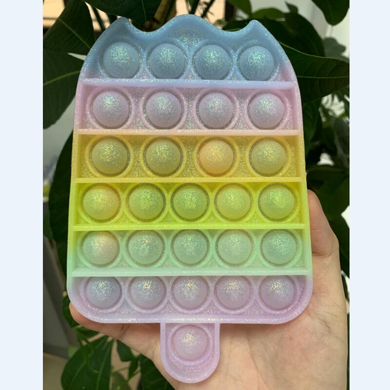 Amazon Hot Glittering Ice Cream Push Bubble Fidget Sensory Toy Anti-stress Game Stress Relief with Letters Toys