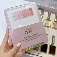 Ensemble de vernis à ongles en gel UV transparent rose nude effet verre, 8 couleurs, design original SR, pour salon de manucure