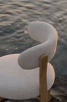 Fauteuil de salle à manger rembourré Nordic Boucle avec dossier enveloppant, couleur chêne, pieds en métal, chaise d'appoint pour la maison
