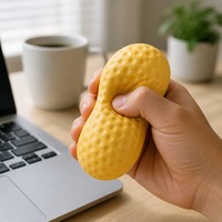 Balle anti-stress souple et moelleuse en forme de cacahuète, jouet à presser pour le bureau, décompression pour adultes, vente en gros, sensoriel