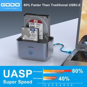Base de Conexión para Disco Duro GODO de Doble Bahía, <span class=keywords><strong>USB</strong></span> 3.0 Tipo C, SATA 2.5/3.5 Pulgadas, con Indicador LED, Almacenamiento Externo - Product Image 2