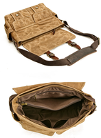 Sac messager en toile cirée pour homme, avec garniture en cuir vintage, imperméable, sac bandoulière avec boucle, logo personnalisé, vente en gros