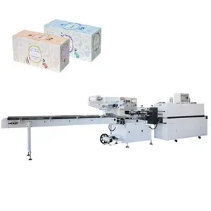 Cosmetics box automatic polythene nylon cutting and sealing machine heat carton shrink tunnel packing machine