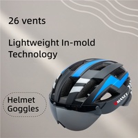 Casque de vélo urbain VMAXET léger certifié CE, respirant, PC+EPS, 26 aérations, avec LED intégrée, lunettes réglables, sport