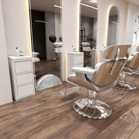Conception intérieure complète d'un salon de coiffure pour femmes avec fauteuils de coiffure sur mesure et miroirs LED incurvés