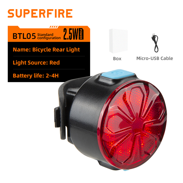 USB Rechargeable Rear Bike Light BTL05 Type-C Waterproof IP65 Bicycle Light for Night Riding Easy Install Bicycle Light
