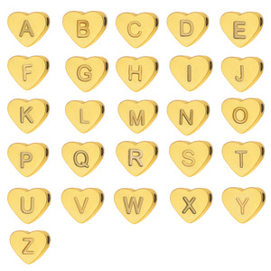 จี้รูปหัวใจ BOYI 26 ตัวอักษร สีพีช หัวใจแบบเจาะรู สแตนเลสสตีลเคลือบสูญญากาศ ไม่ซีดจาง ขัดเงาแบบกระจก สำหรับงาน DIY - Product Image 4