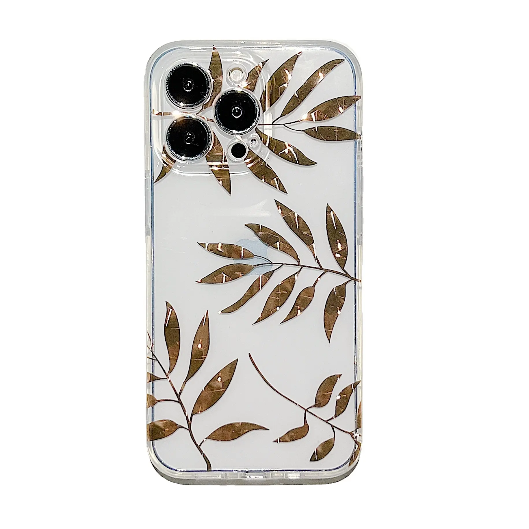 Luxury Electroplating Plating Gold Leaf Leaves Hard PC Phone Case for iPhone 14 13 12 11 Case Shockproof Cover Bling Gift