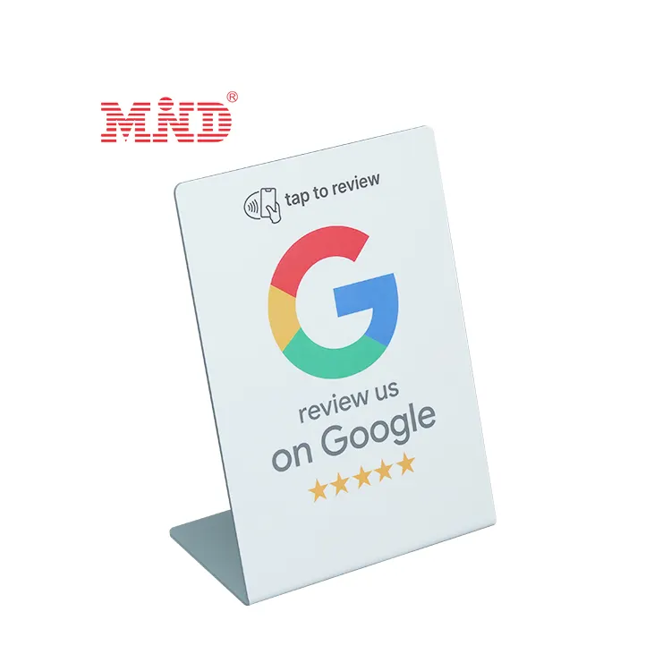 NFC dudukan meja untuk lebih banyak ulasan Google stiker Google RFID kartu keran dengan kode Qr