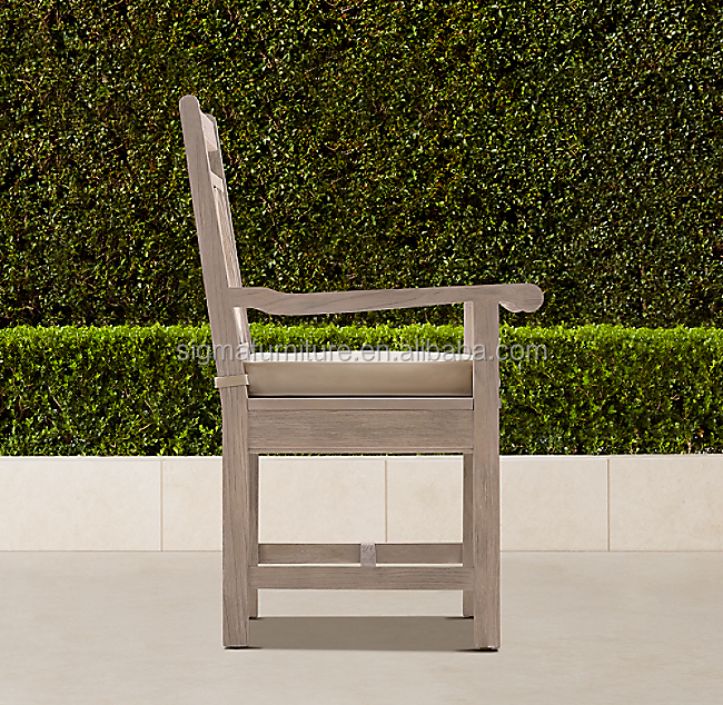High quality best selling classic dining chair designs teak wood garden patio armrest chair