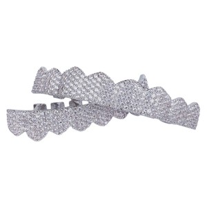 Tam buzlu Out gümüş <span class=keywords><strong>Grillz</strong></span> Custom Made vücut diş <span class=keywords><strong>Grillz</strong></span> Hip Hop <span class=keywords><strong>Grillz</strong></span> takı cadılar bayramı partisi için - Product Image 4