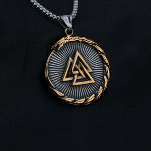 สไตล์นอร์ดิกวินเทจผู้ชายสแตนเลสสตีลจี้สัญลักษณ์ไวกิ้งเข็มทิศสร้อยคอเสน่ห์การออกแบบทางเรขาคณิตของขวัญเครื่องประดับ - Product Image 4