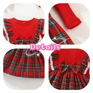 <strong>Baby</strong> Plaid <strong>Dress</strong> with Ruffles Check Fabric Bow HeadBand with <strong>Tartan</strong> <strong>Dress</strong> 2pcs Set for Christmas <strong>Dress</strong> for Children Girls - Product Image 3