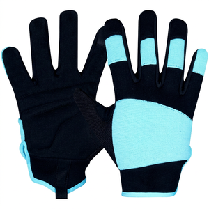 Anti-Slip Textured Fingertip Cotton Work <b>Gloves</b> <b>Knit</b> Wrist General Purpose Safety 4 Mil Thick Latex-free Black Cyan - Product Image 1