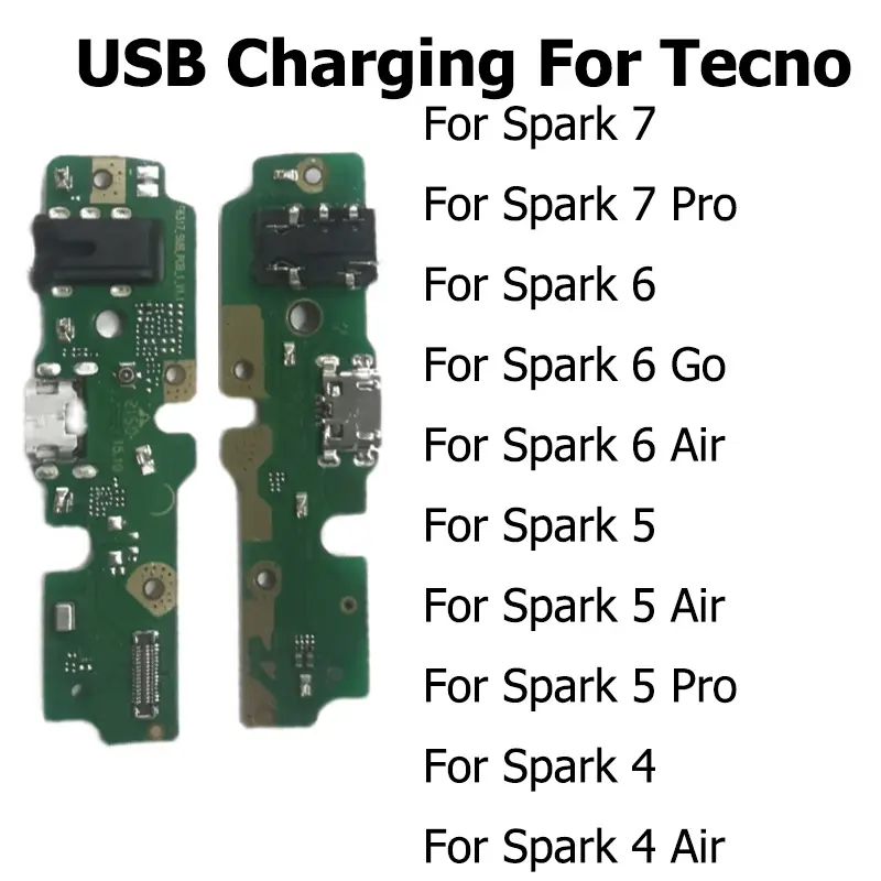 Tecno Spark 7 KF6 KF6n USB 도크 충전기 포트 플러그 헤드폰 오디오 잭 마이크 마이크 플렉스 케이블 충전 보드