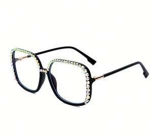 Nouvelles montures de lunettes vintage pour femmes 2020, avec diamants et strass, lunettes carrées surdimensionnées - Product Image 4