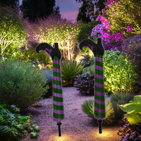 Luces LED de Halloween para Jardín Exterior, Decoraciones de Piernas de Bruja con Enchufe para Tierra, Artículos para Fiestas Navideñas