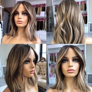 Peluca Ombre con Reflejos al por Mayor, Peluca <span class=keywords><strong>Bob</strong></span> de <span class=keywords><strong>Cabello</strong></span> Humano con Ondas Suaves, Pre-Desplumada, Marrón Rubio <span class=keywords><strong>Balayage</strong></span>, Pelucas Cortas para Mujeres Negras - Product Image 4