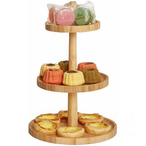 Support à Cupcake à 3 étages Porte-gâteau en bois Bambo Assiettes à dessert Mini Gâteaux Tour de présentation des bonbons aux fruits - Product Image 1