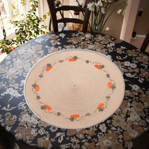 Elegant Pumpkin Theme Woven Plastic PP <b>Round</b> Coasters Non Toxic Yichuan EM36 32CM 36CM 38CM Tabletop Decoration <b>Mats</b> EM36 Pumpki - Product Image 2