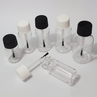 Flacons de vernis à ongles en plastique PET vides de 20 ml, avec bouchon blanc/noir, contenants cosmétiques, échantillons liquides, impression sérigraphique