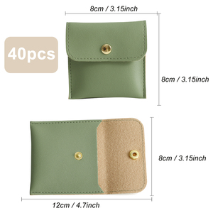 PUPPYSEW Pochette à bijoux 8x8cm, sac à bouton en similicuir PU, pour bracelets, boucles d'oreilles, bagues, sans logo, livraison rapide - Product Image 2