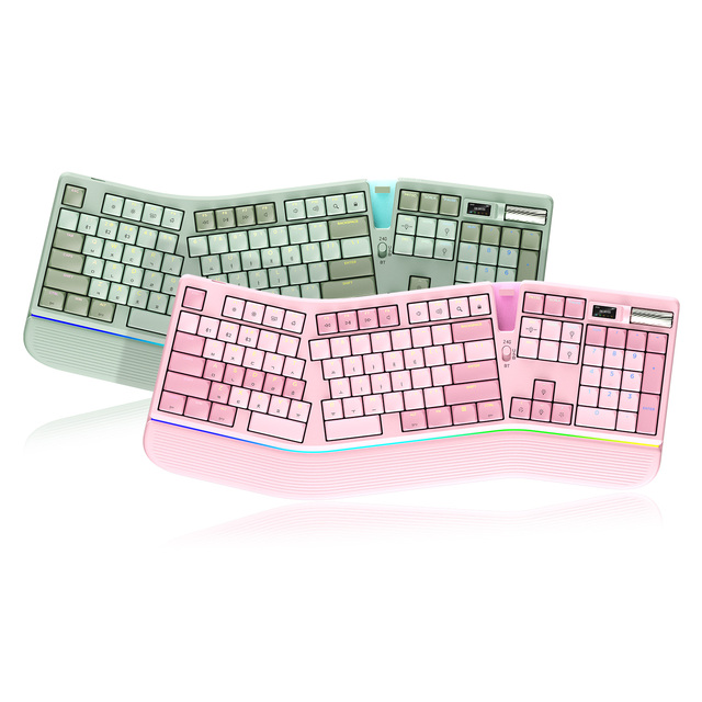 High-quality OEM Ergonomic Three-mode Connection Charging RGB Mechanical Keyboard, Full-size Wireless Office Keyboard