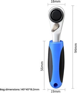 Mini-jeu de clés à cliquet pour vélo - Outil de réparation rapide portable avec poignée en plastique, base noire à dix trous, tige d'extension hexagonale/divisée de 1/4 po - Product Image 5