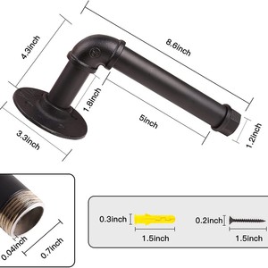 Porte-papier toilette vintage industriel en fer noir, support mural pour serviettes de salle de bain - Product Image 2