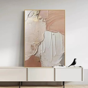Peinture à l'huile peinte à la main, texture crémeuse abstraite 3D, art pour salon, décoration murale de canapé, cadre en métal, minimaliste moderne - Product Image 4
